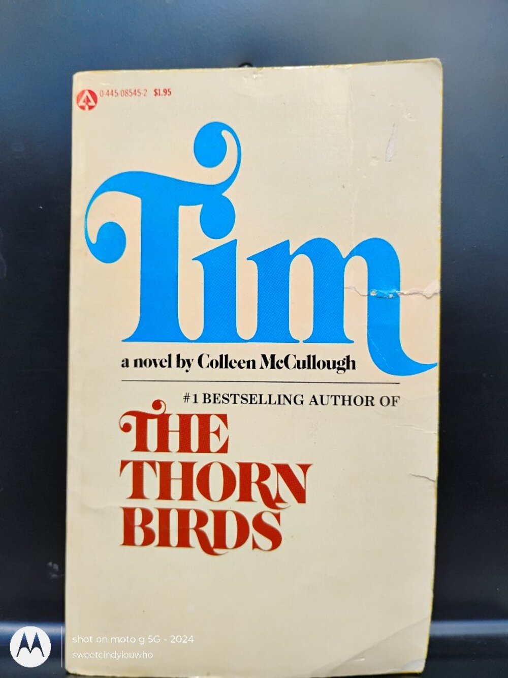book Tim by Colleen McCullough vtg paperback novel author of Thorn Birds 1977
